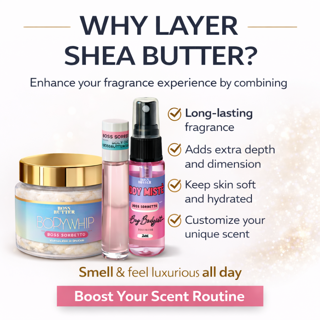 Fragrance Layering Bundle – Shea Butter, Body Mist & Perfume Oil for Long-Lasting Scent